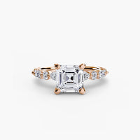 BW James Jewelers setting 9K Rose Gold / Asscher Solitaire with Eternity Pavé 2