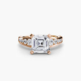 BW James Jewelers setting 9K Rose Gold / Asscher Solitaire with Pavé 2