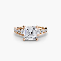 BW James Jewelers setting 9K Rose Gold / Asscher Solitaire with Pavé 2