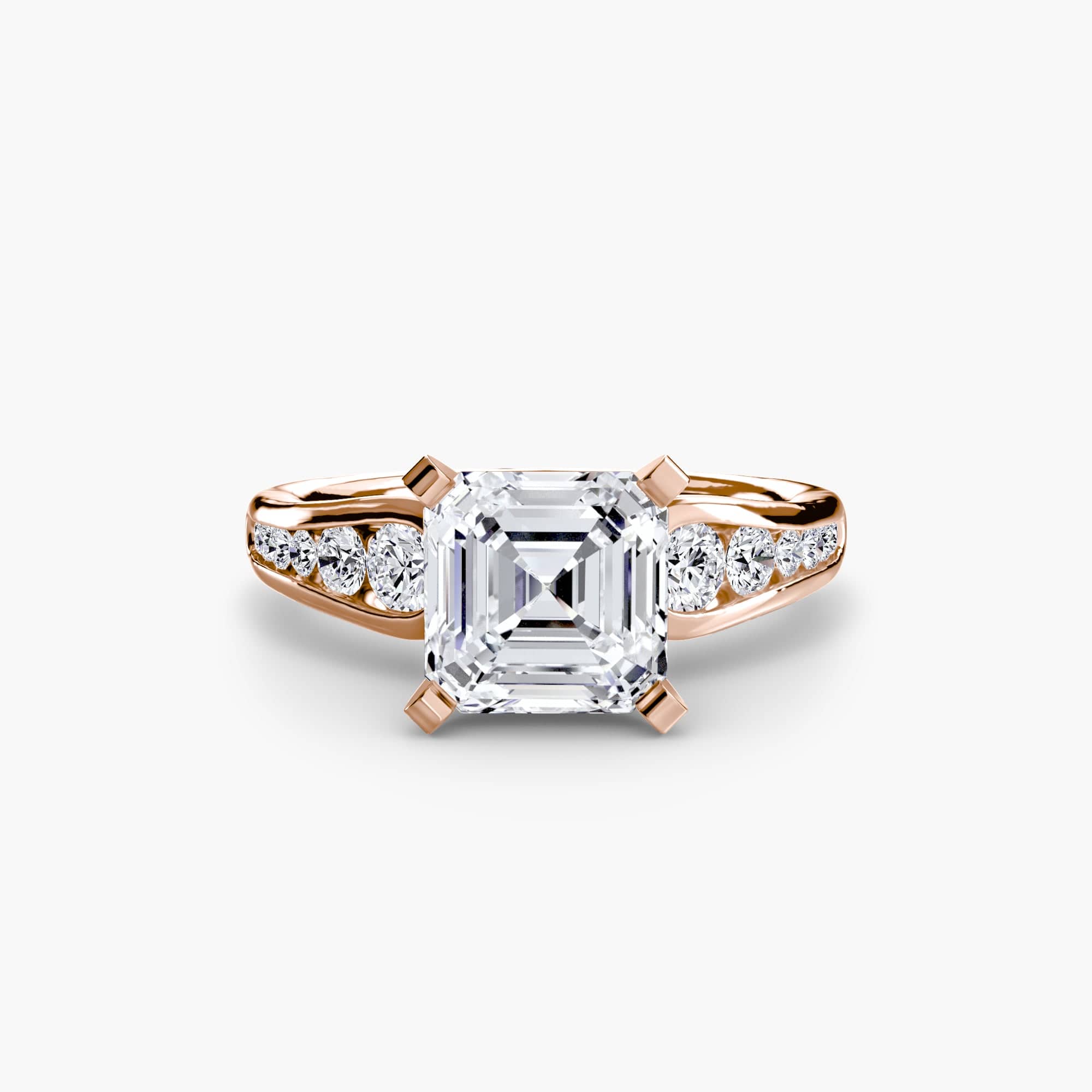 BW James Jewelers setting 9K Rose Gold / Asscher Solitaire with Pavé 2