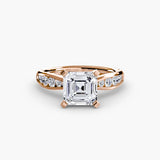 BW James Jewelers setting 9K Rose Gold / Asscher Solitaire with Pavé 3