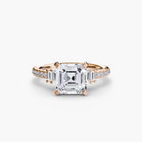 BW James Jewelers setting 9K Rose Gold / Asscher Solitaire with Pavé 4