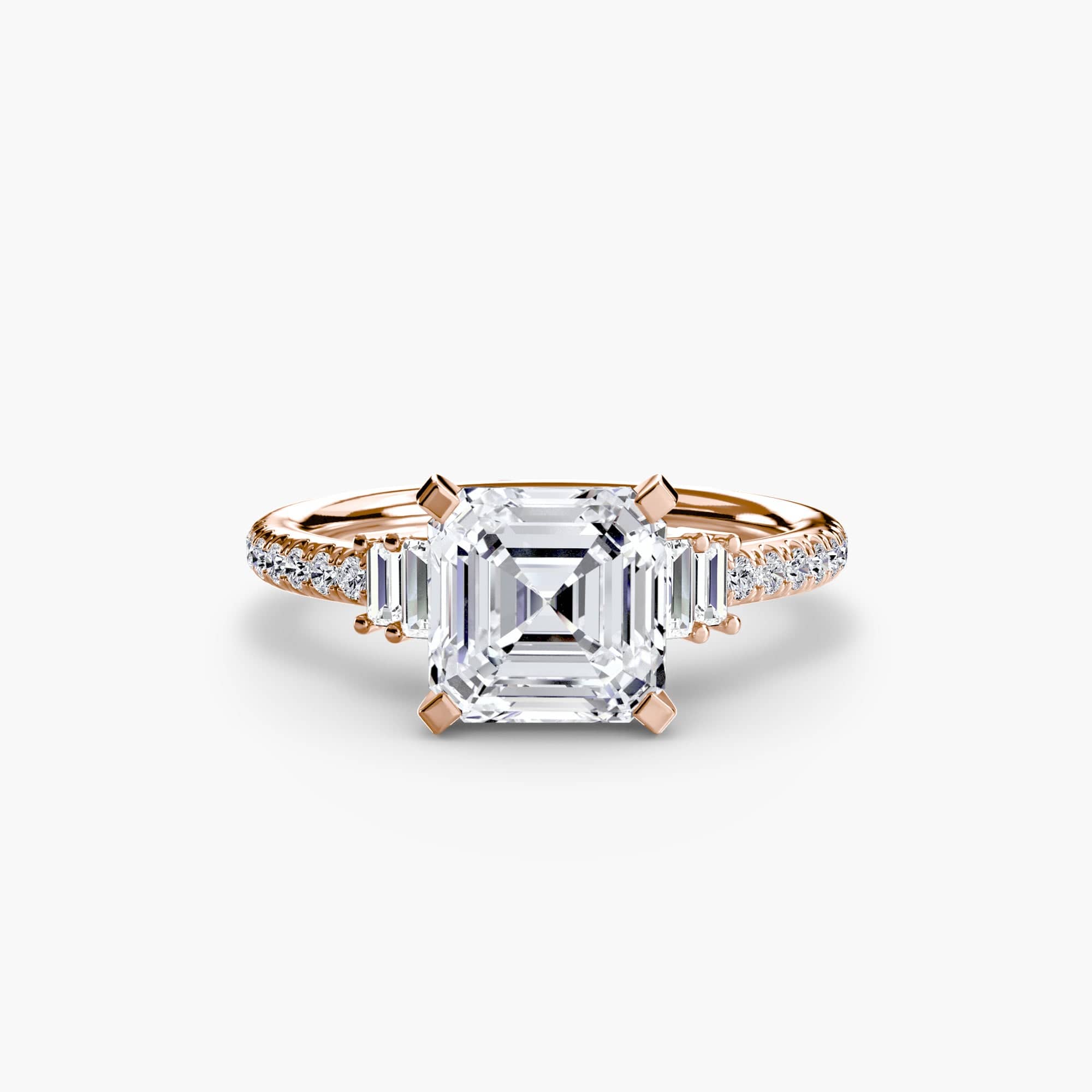BW James Jewelers setting 9K Rose Gold / Asscher Solitaire with Pavé 4