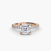 BW James Jewelers setting 9K Rose Gold / Asscher Solitaire with Pavé 6