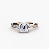 BW James Jewelers setting 9K Rose Gold / Asscher Solitaire with Pavé 7