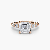 BW James Jewelers setting 9K Rose Gold / Asscher The Floral Accent Solitaire