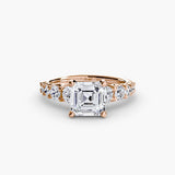 BW James Jewelers setting 9K Rose Gold / Asscher The Graduated Accent Ring