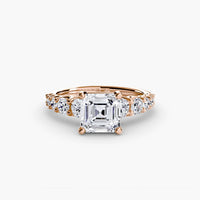 BW James Jewelers setting 9K Rose Gold / Asscher The Graduated Accent Ring