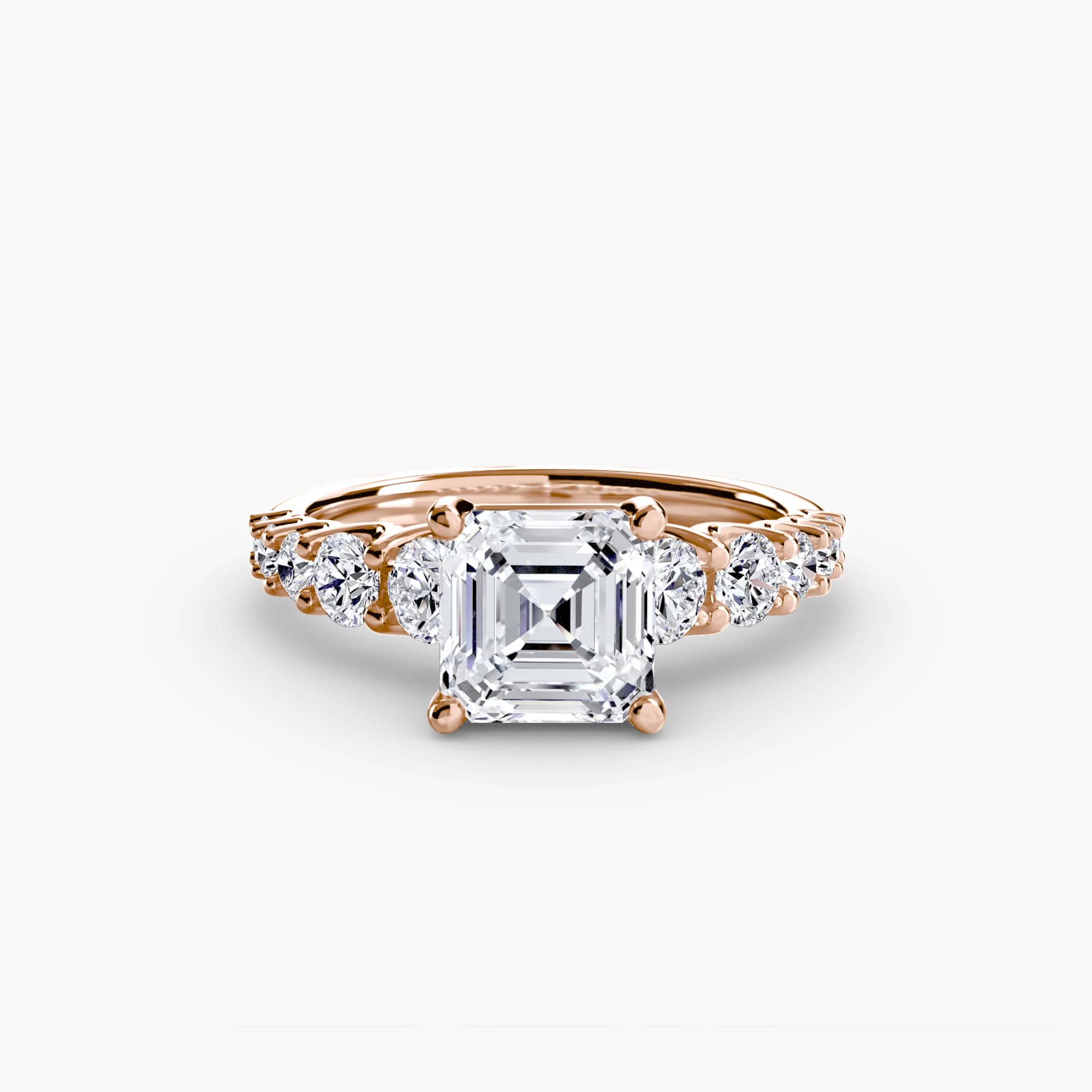 BW James Jewelers setting 9K Rose Gold / Asscher The Graduated Accent Ring