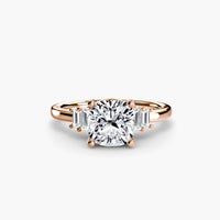 BW James Jewelers setting 9K Rose Gold / Cushion Baguette Accent Solitaire