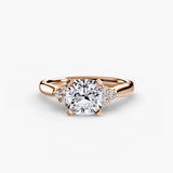 BW James Jewelers setting 9K Rose Gold / Cushion Solitaire with Cluster Shoulders 2
