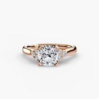 BW James Jewelers setting 9K Rose Gold / Cushion Solitaire with Cluster Shoulders 2