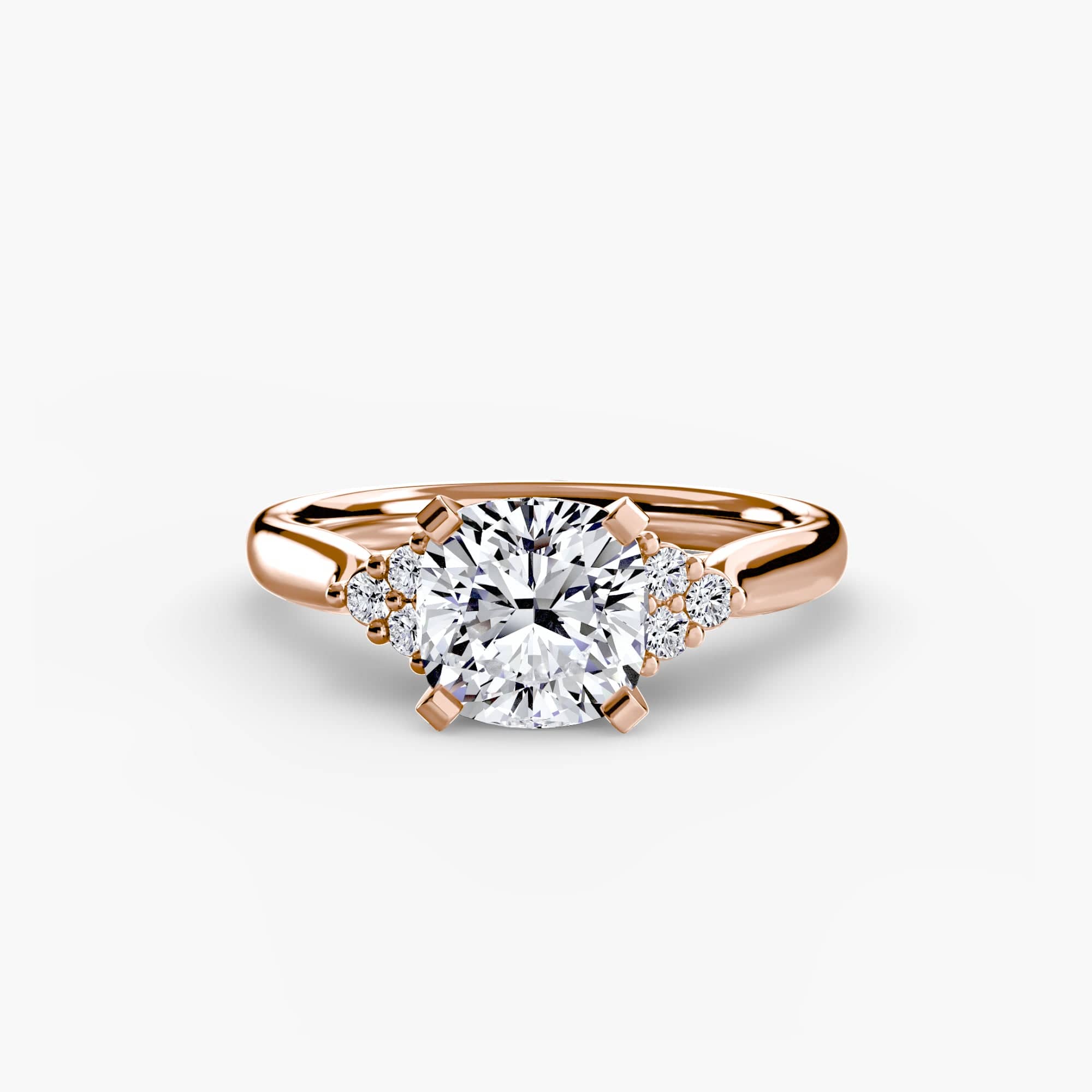 BW James Jewelers setting 9K Rose Gold / Cushion Solitaire with Cluster Shoulders 2
