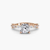 BW James Jewelers setting 9K Rose Gold / Cushion Solitaire with Eternity Pavé