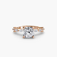 BW James Jewelers setting 9K Rose Gold / Cushion Solitaire with Eternity Pavé