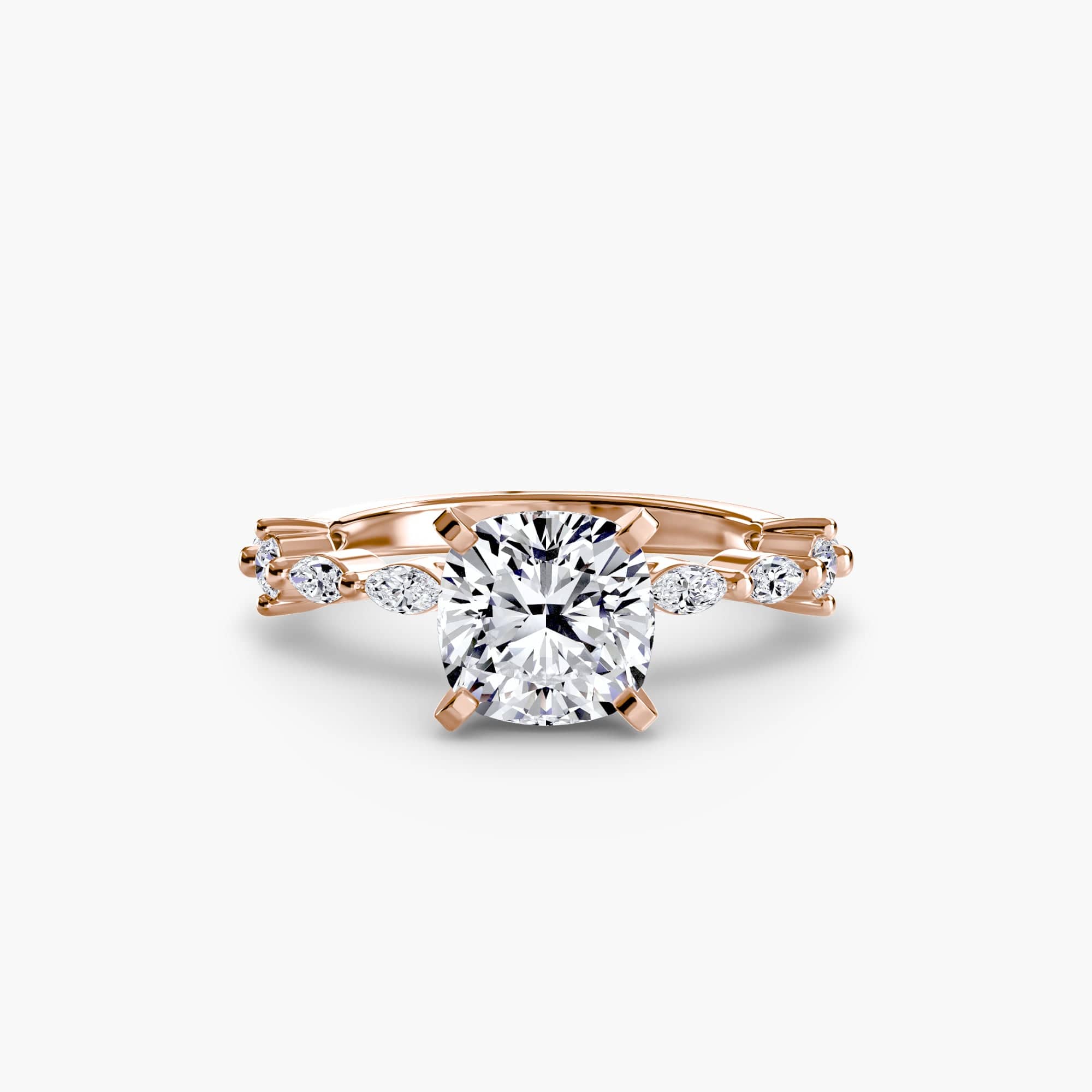 BW James Jewelers setting 9K Rose Gold / Cushion Solitaire with Eternity Pavé