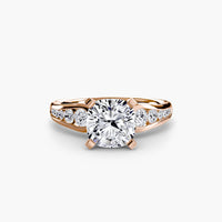 BW James Jewelers setting 9K Rose Gold / Cushion Solitaire with Pavé 2