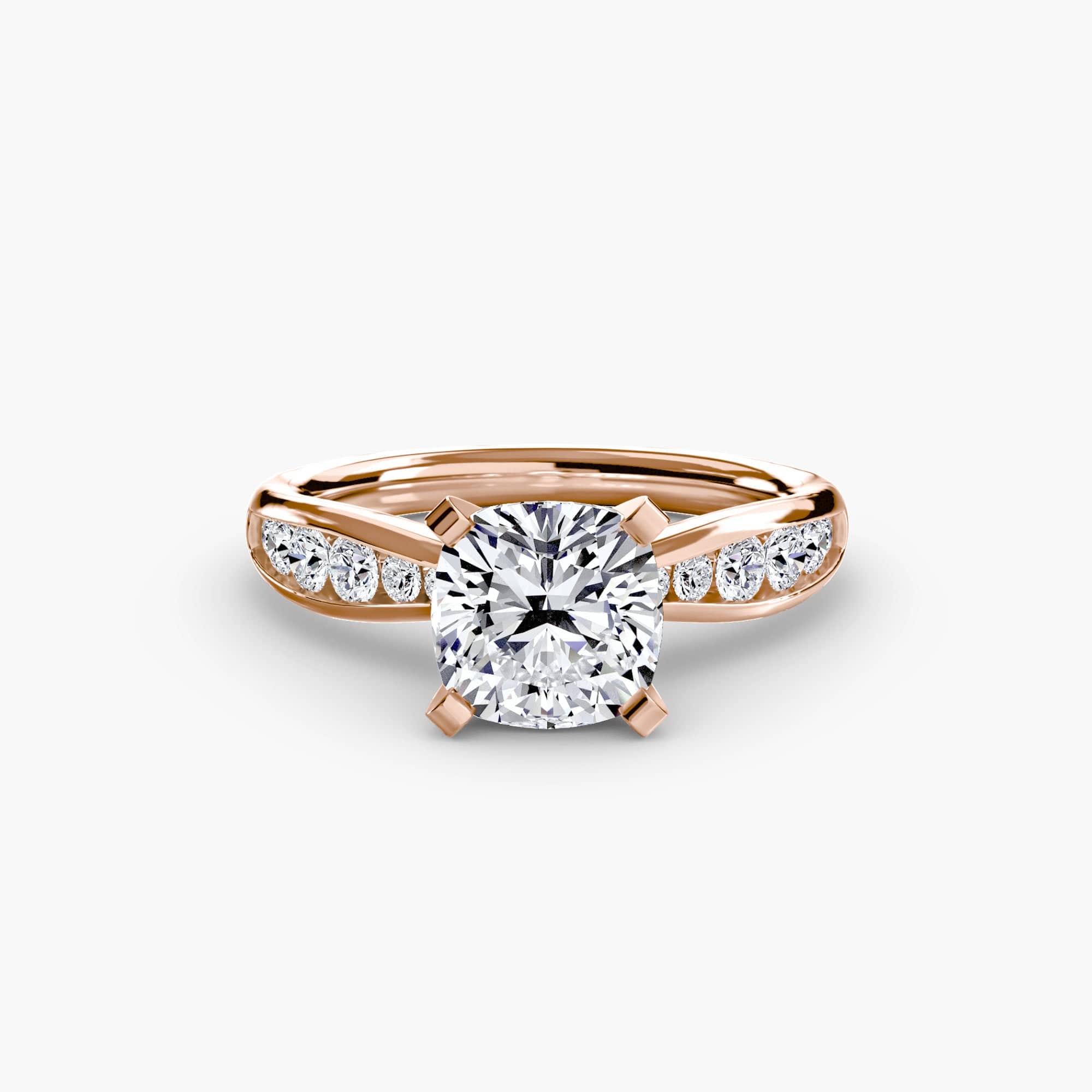 BW James Jewelers setting 9K Rose Gold / Cushion Solitaire with Pavé 3