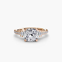 BW James Jewelers setting 9K Rose Gold / Cushion Solitaire with Pavé 4