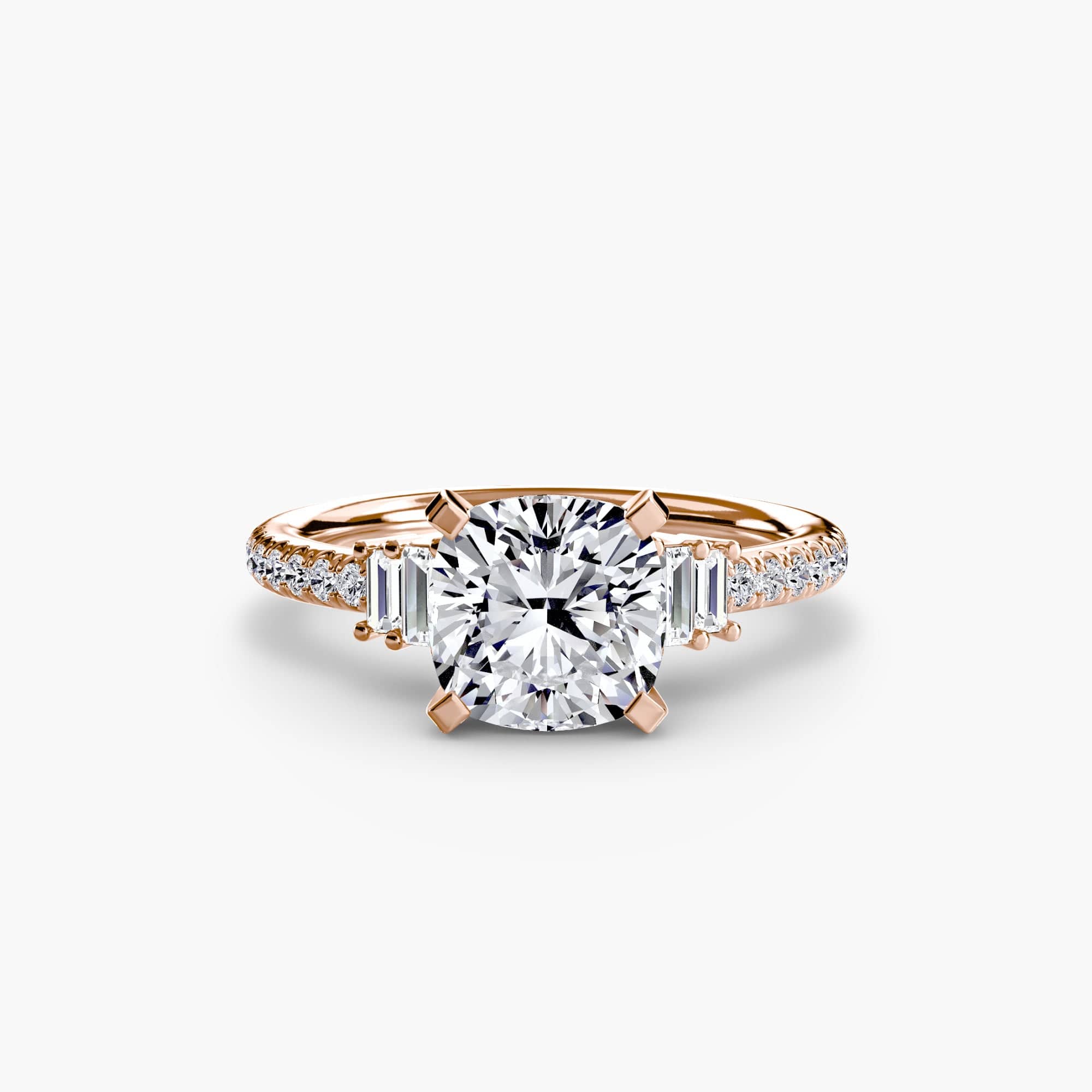 BW James Jewelers setting 9K Rose Gold / Cushion Solitaire with Pavé 4
