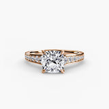 BW James Jewelers setting 9K Rose Gold / Cushion Solitaire with Pavé 7