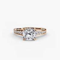 BW James Jewelers setting 9K Rose Gold / Cushion Solitaire with Pavé 7