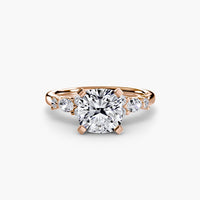 BW James Jewelers setting 9K Rose Gold / Cushion The Floral Accent Solitaire