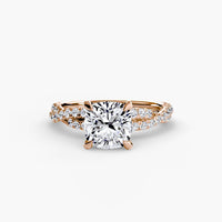 BW James Jewelers setting 9K Rose Gold / Cushion The Twisted Pavé Solitaire