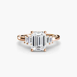 BW James Jewelers setting 9K Rose Gold / Emerald Baguette Accent Solitaire
