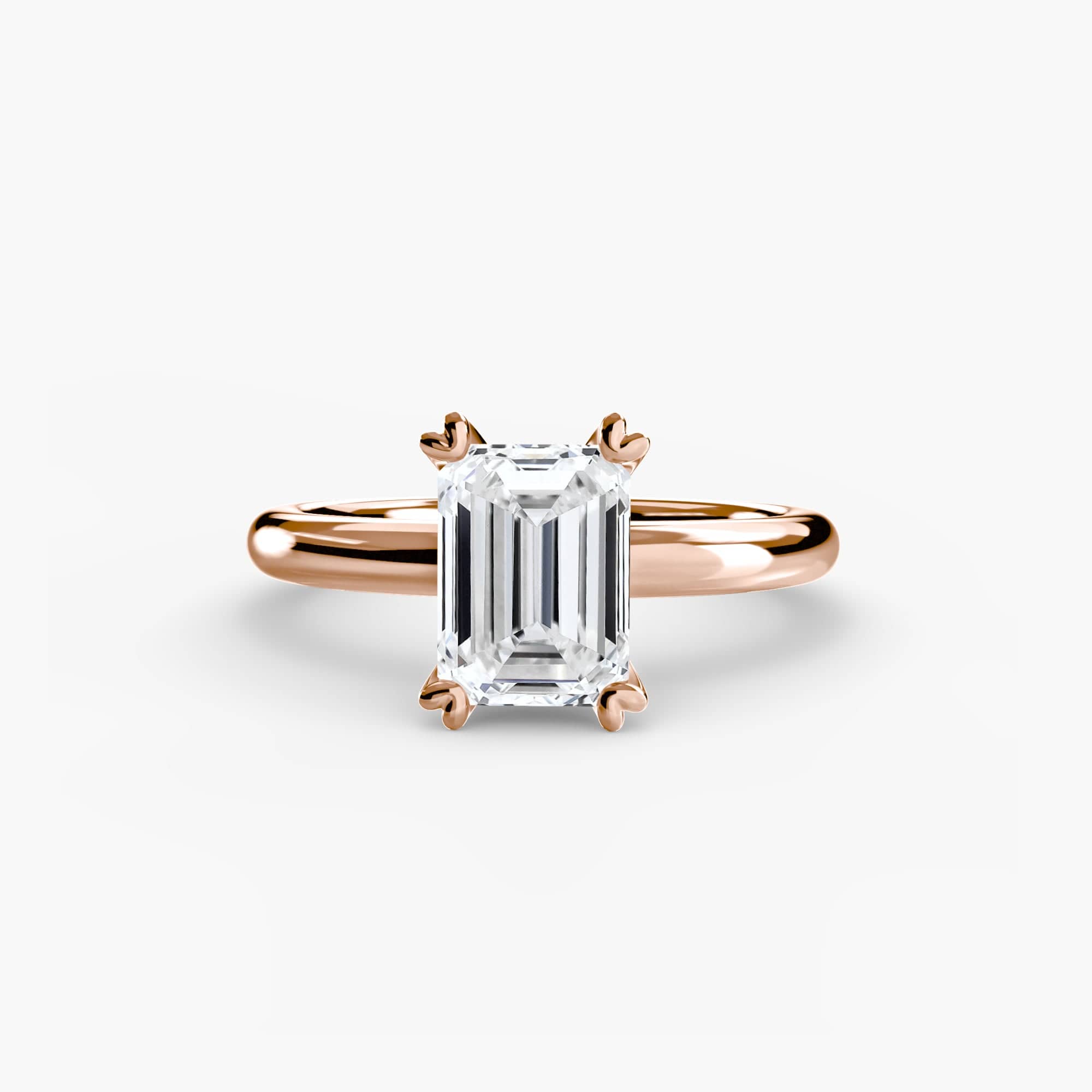 BW James Jewelers setting 9K Rose Gold / Emerald Solitaire ring 2