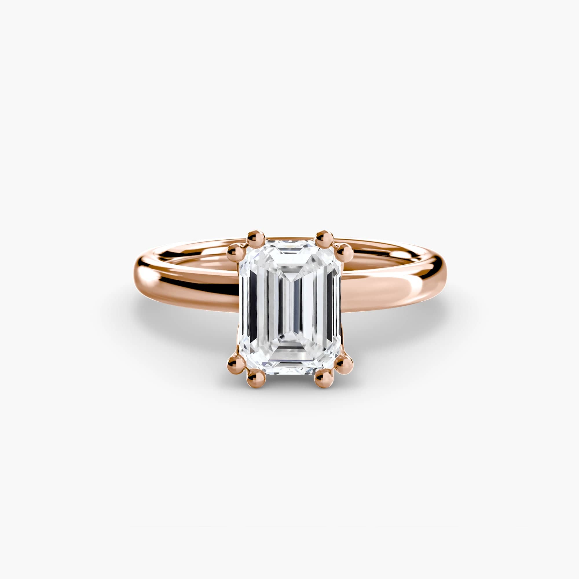 BW James Jewelers setting 9K Rose Gold / Emerald Solitaire ring 5