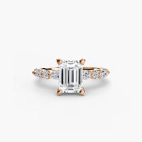 BW James Jewelers setting 9K Rose Gold / Emerald Solitaire with Eternity Pavé 2