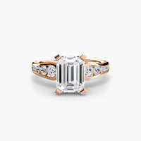 BW James Jewelers setting 9K Rose Gold / Emerald Solitaire with Pavé 2