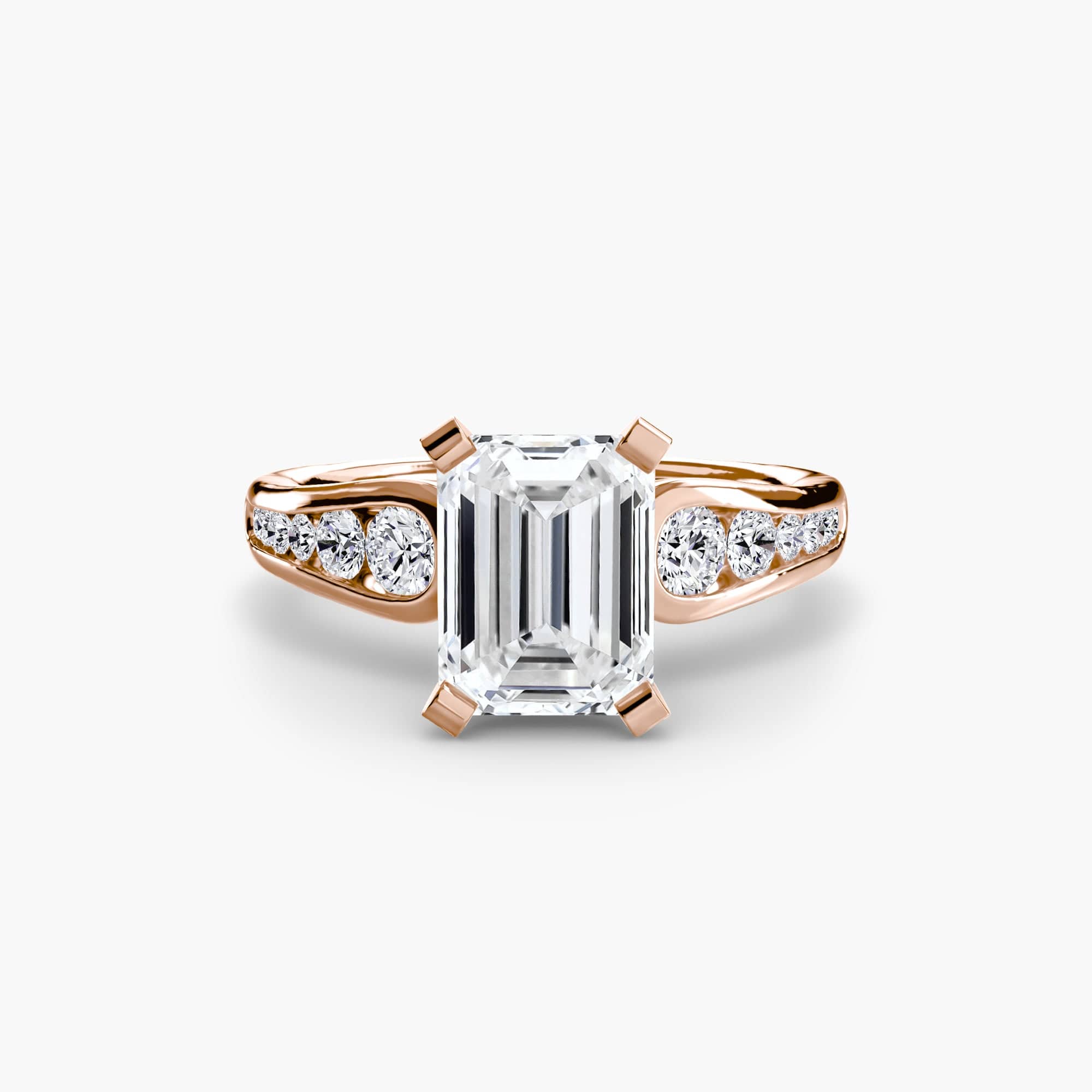 BW James Jewelers setting 9K Rose Gold / Emerald Solitaire with Pavé 2