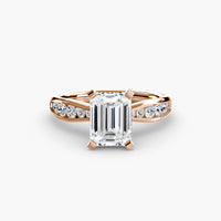 BW James Jewelers setting 9K Rose Gold / Emerald Solitaire with Pavé 3