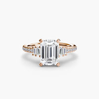 BW James Jewelers setting 9K Rose Gold / Emerald Solitaire with Pavé 4