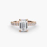 BW James Jewelers setting 9K Rose Gold / Emerald Solitaire with Pavé 6