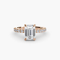 BW James Jewelers setting 9K Rose Gold / Emerald Solitaire with Pavé 6