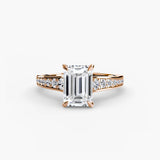BW James Jewelers setting 9K Rose Gold / Emerald Solitaire with Pavé 7