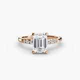 BW James Jewelers setting 9K Rose Gold / Emerald Solitaire with Shoulder Accents