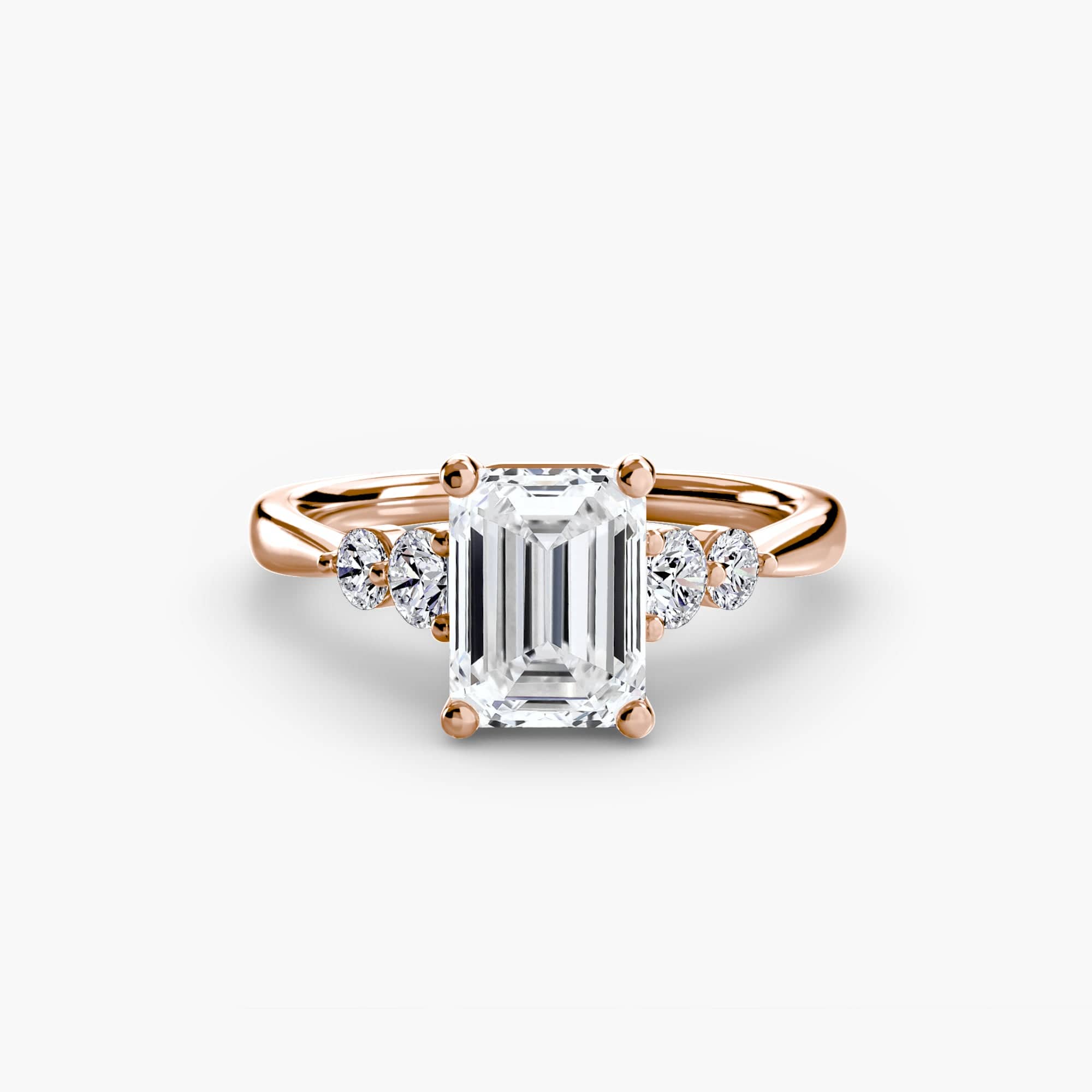 BW James Jewelers setting 9K Rose Gold / Emerald Solitaire with Shoulder Accents 2