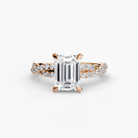 BW James Jewelers setting 9K Rose Gold / Emerald The Twisted Pavé Solitaire