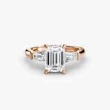 BW James Jewelers setting 9K Rose Gold / Emerald Three-Stone Ring (Baguette Side Stones)