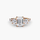 BW James Jewelers setting 9K Rose Gold / Emerald Three-Stone with Pavé Band 3