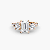 BW James Jewelers setting 9K Rose Gold / Emerald Three-Stone with Pavé Band 3