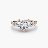 BW James Jewelers setting 9K Rose Gold / Heart Five Stone Ring with Pavé Band