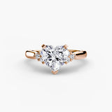 BW James Jewelers setting 9K Rose Gold / Heart Solitaire with Cluster Shoulders 2