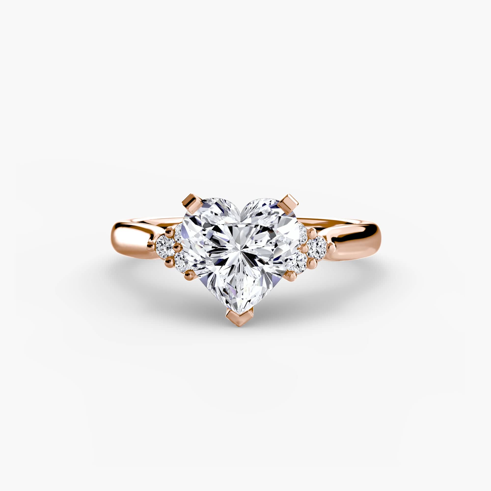 BW James Jewelers setting 9K Rose Gold / Heart Solitaire with Cluster Shoulders 2