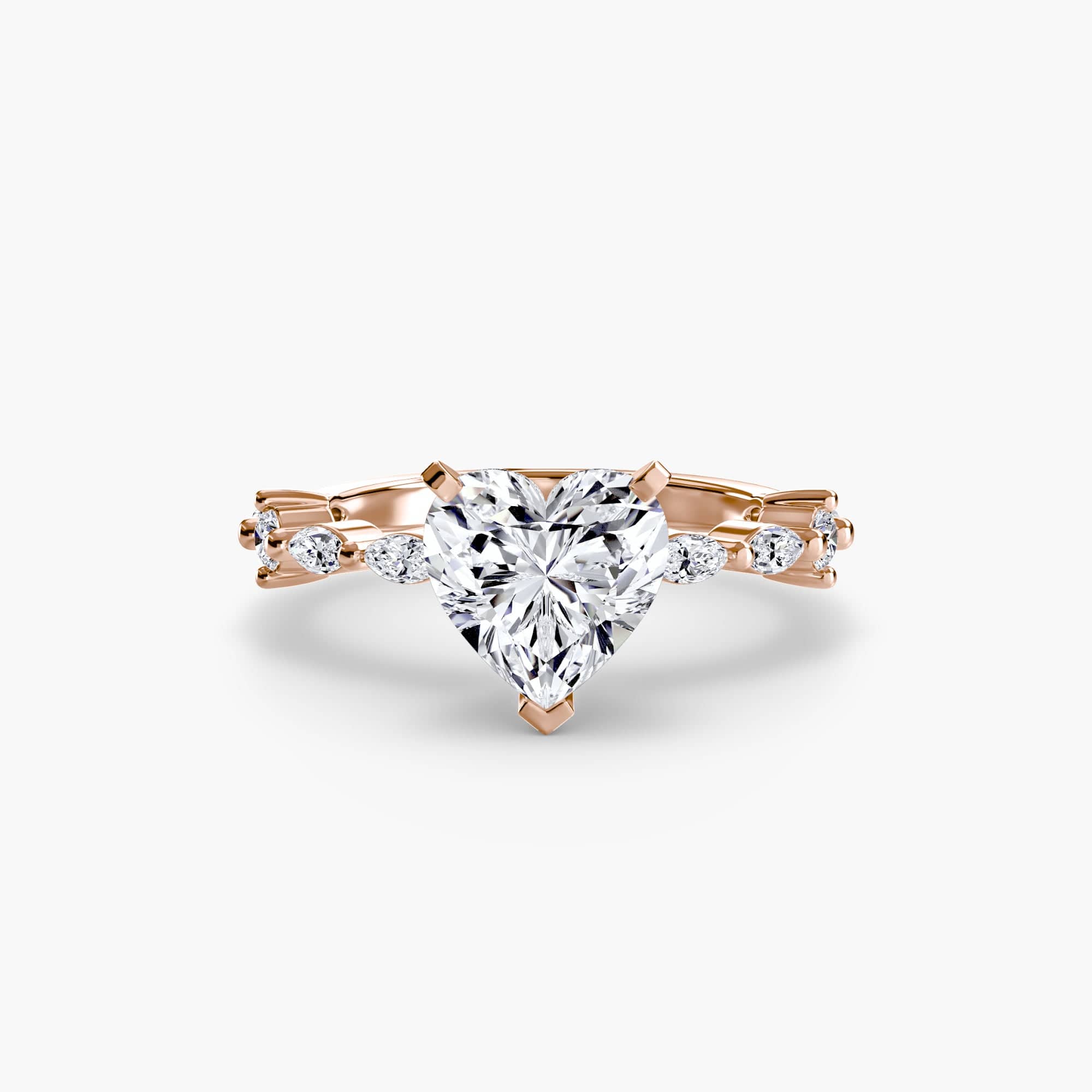BW James Jewelers setting 9K Rose Gold / Heart Solitaire with Eternity Pavé