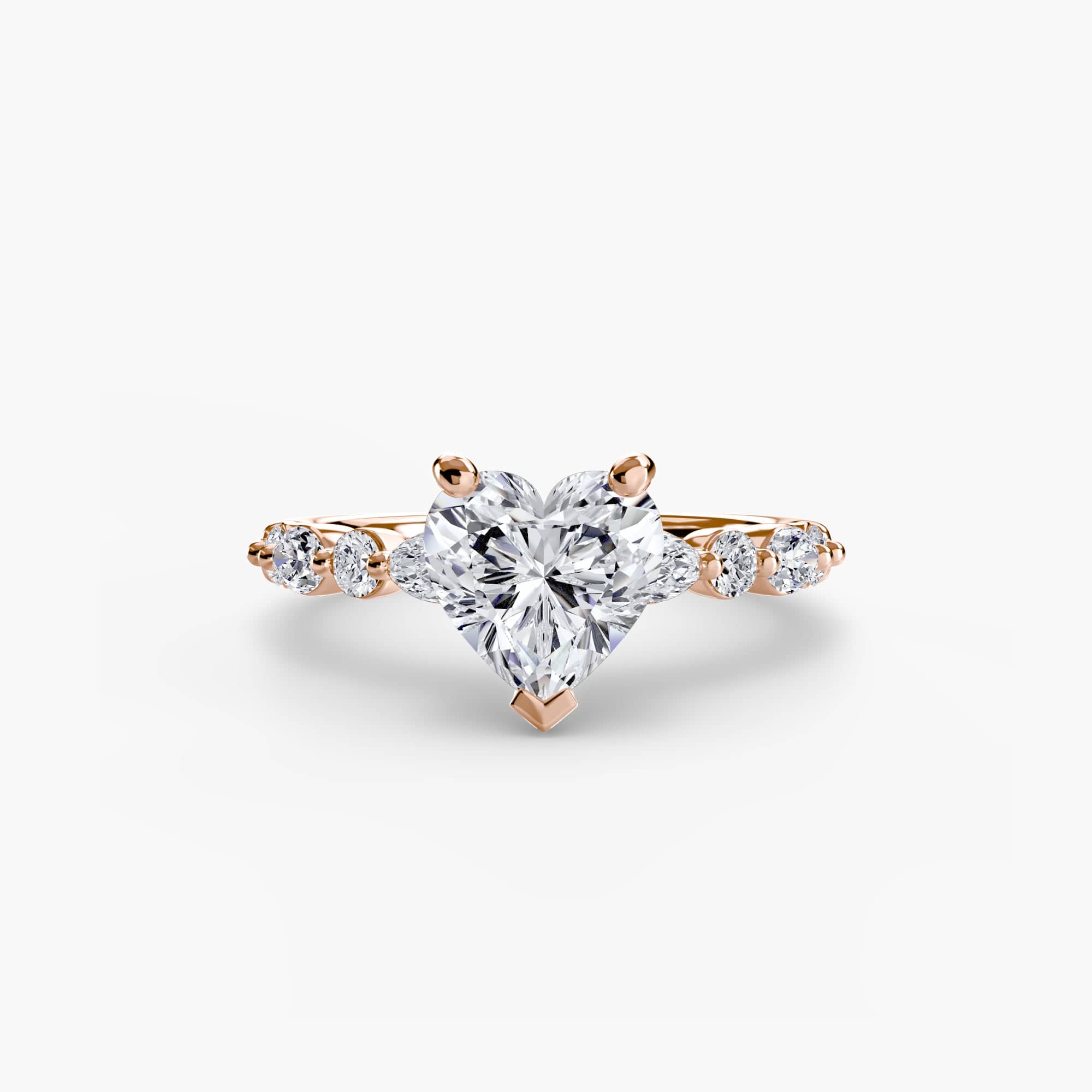 BW James Jewelers setting 9K Rose Gold / Heart Solitaire with Eternity Pavé 2